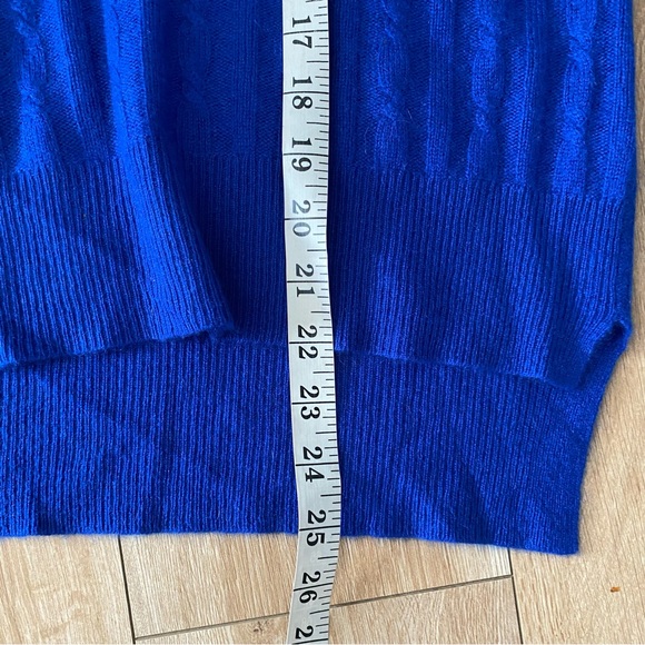 Kenar Womens Blue 2 Ply Cashmere Cable Knit Sweater Pullover Size Medium - Picture 7 of 7
